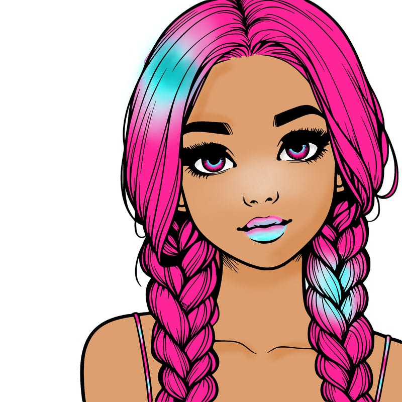 realistic girl with braids