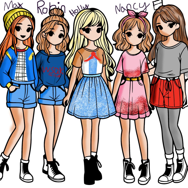 a group of five girls