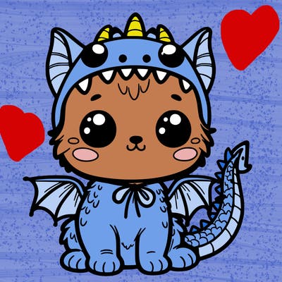 kitten dressed up as a dragon