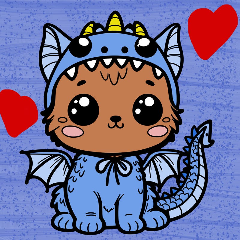 kitten dressed up as a dragon