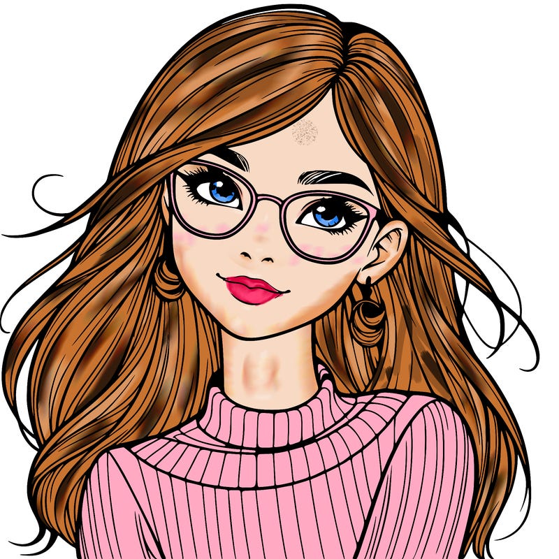 realistic girl with glasses
