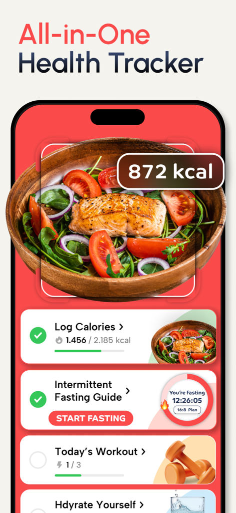 Fit Path: Workout for Women - Fit Path app screen showing an all-in-one health tracker for calories fasting and daily workouts