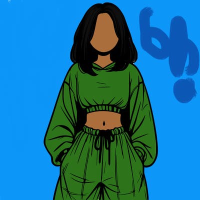 realistic girl faceless with baggy pants and a crop top