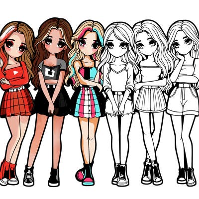 a group of girls realistic