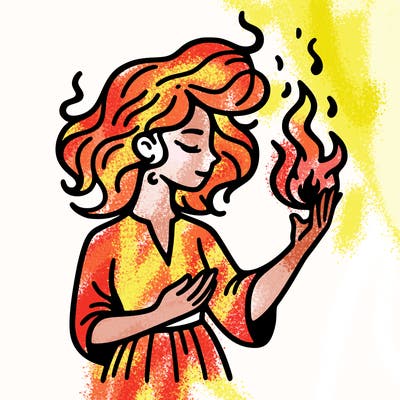 woman with fire