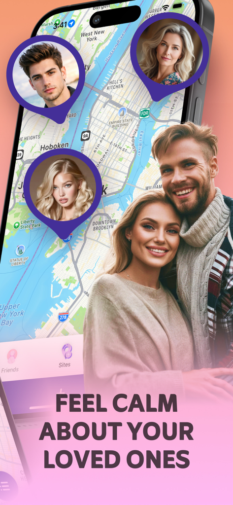 Find Family, Friend Geo: Nexil - Nexil family location tracker map showing real time GPS coordinates of loved ones