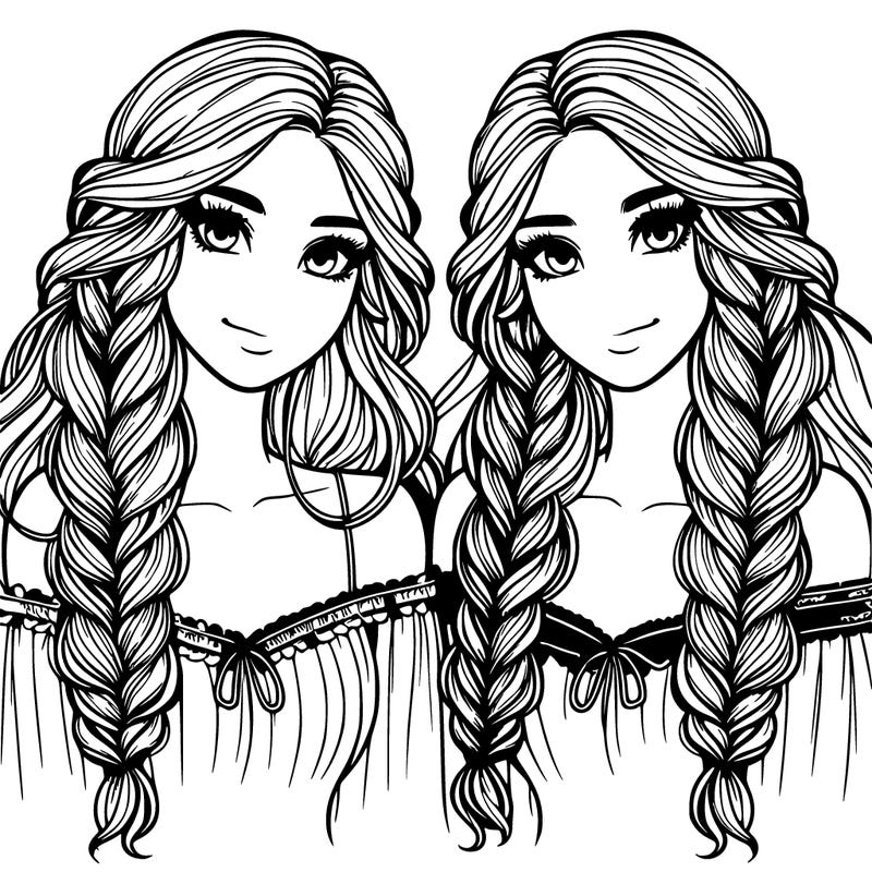 sisters beautiful loose braids realistic