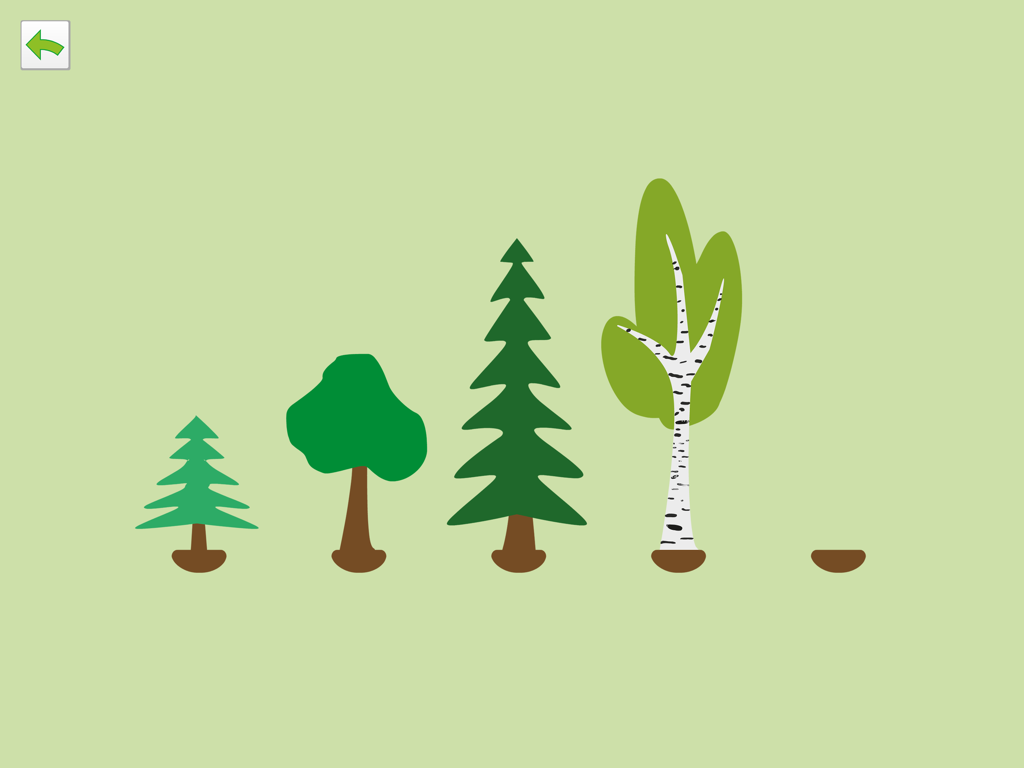 PreNumbers PRO - An educational task showing a sequence of different trees for logical pattern recognition