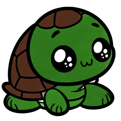 cute little animated turtle