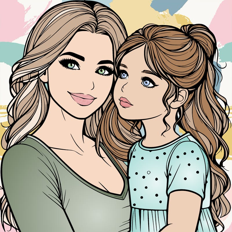 a realistic mom and daughter