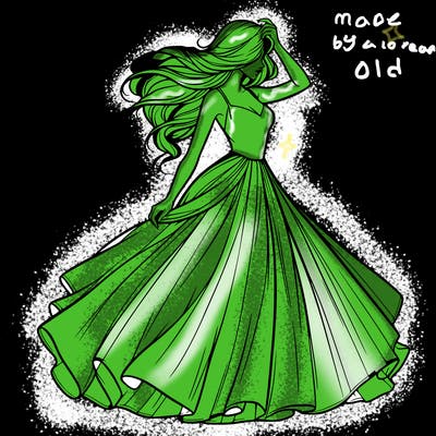 realistic woman with dress flowing in the wind