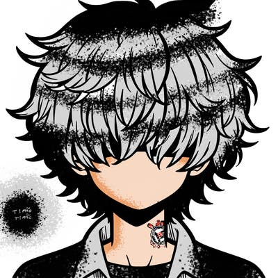 manga boy fluffy hair covering his eyes