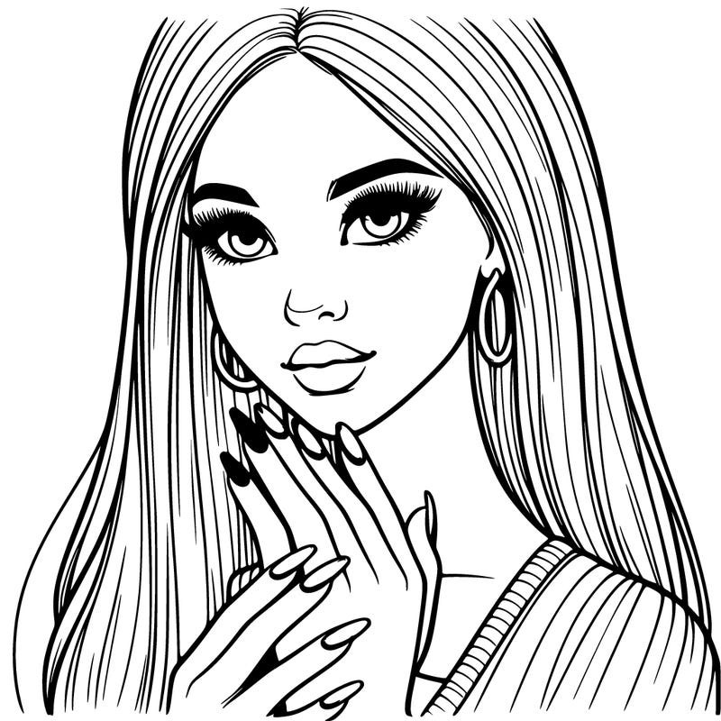 realistic girl with nails