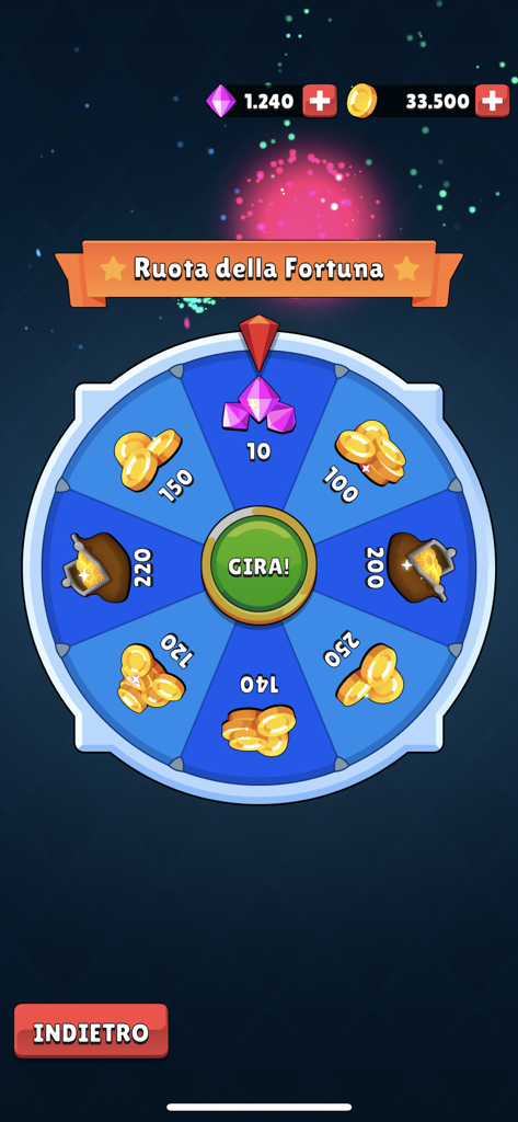 Ruota della fortuna giornaliera in Scopa Classica per ottenere ricompense