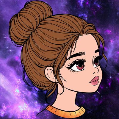 realistic girl with bun