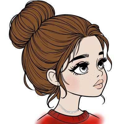realistic girl with bun