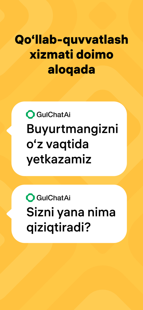 Alif Shop: Маркетплейс техники - Alif Shop KI-Kundensupport-Chat-Oberfläche auf Usbekisch