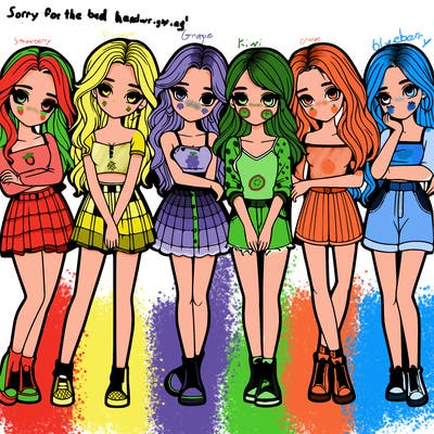 a group of girls realistic