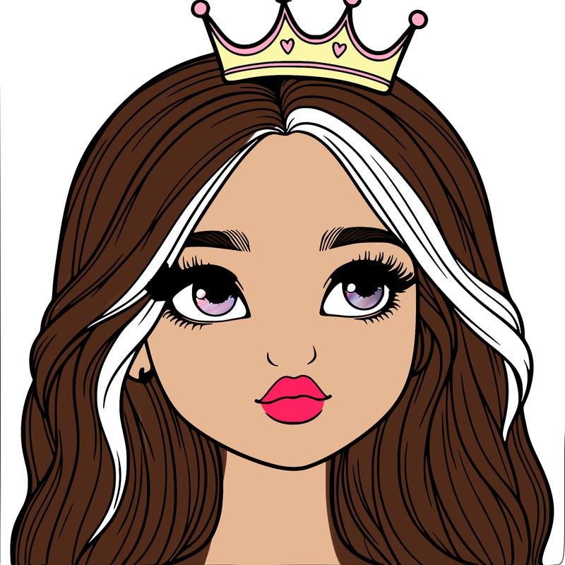 a realistic girl with a crown on