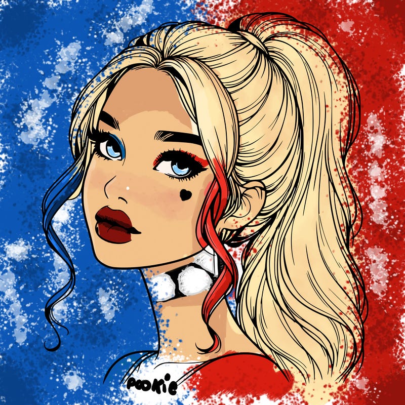 realistic girl with a ponytail on her hair and lips