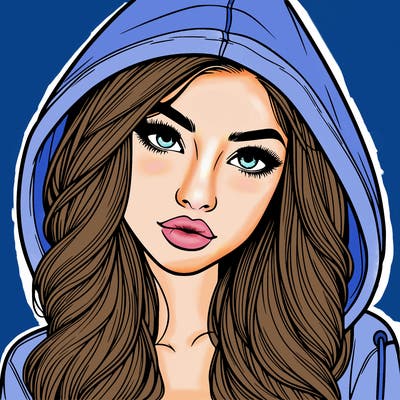 realistic beautiful girl with a hood on