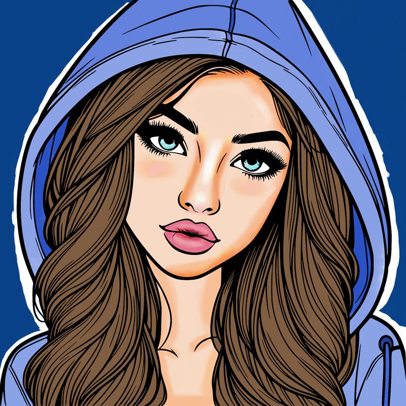 realistic beautiful girl with a hood on