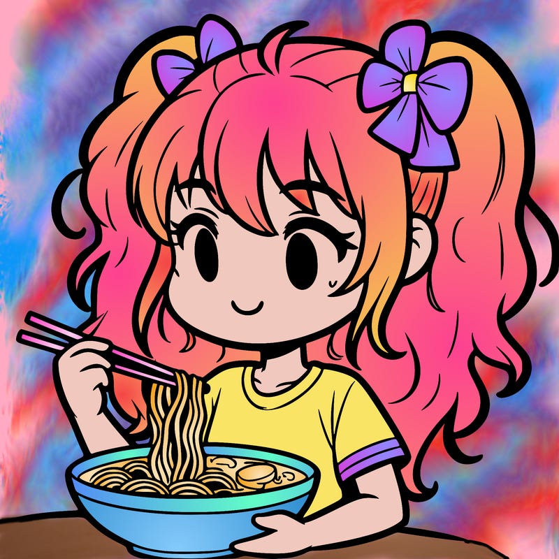 a girl eating ramen