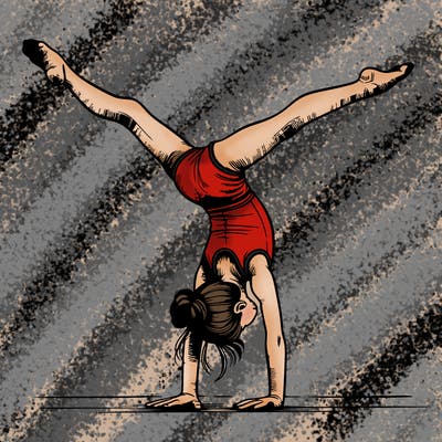 realistic gymnastic hand stand girl in four splits