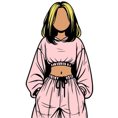 realistic girl faceless with baggy pants and a crop top