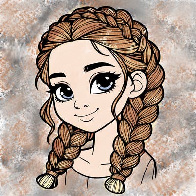 girl with braids realistic