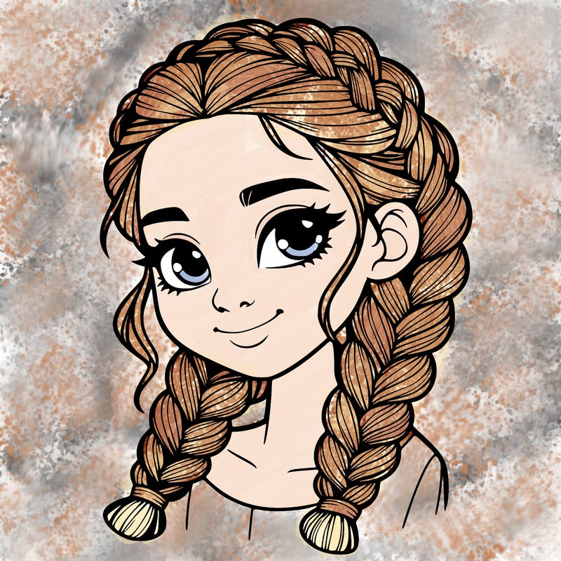 girl with braids realistic