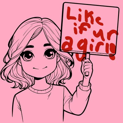 realistic girl holding up a sign