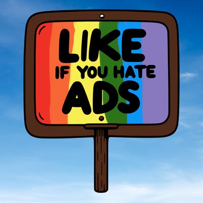 a sign that says like if you hate ads