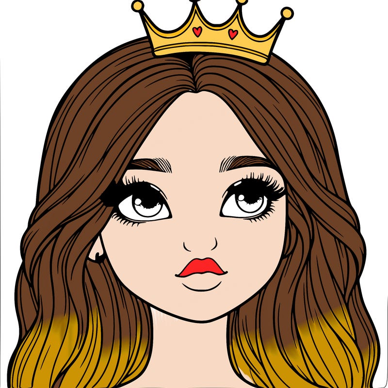 a realistic girl with a crown on