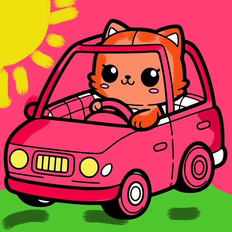 cat driving a car