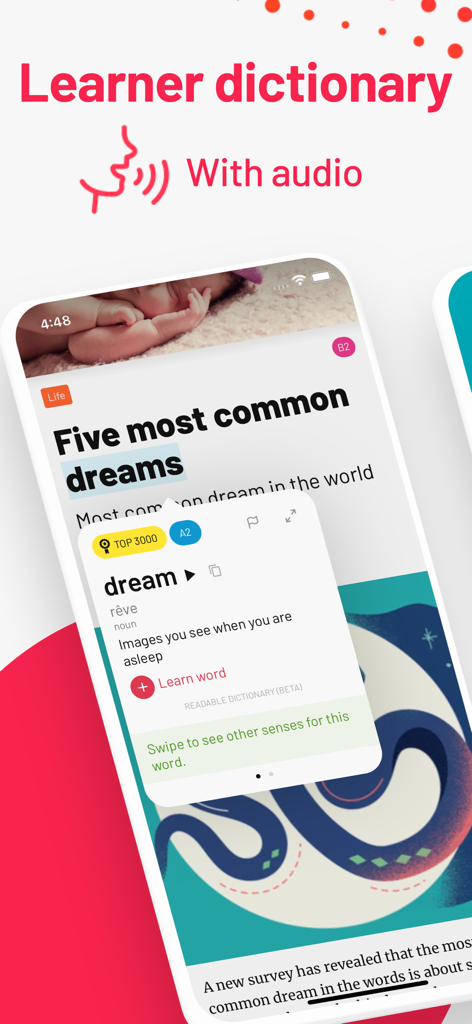Readable: read English stories - In-app English learner dictionary with audio and word translation