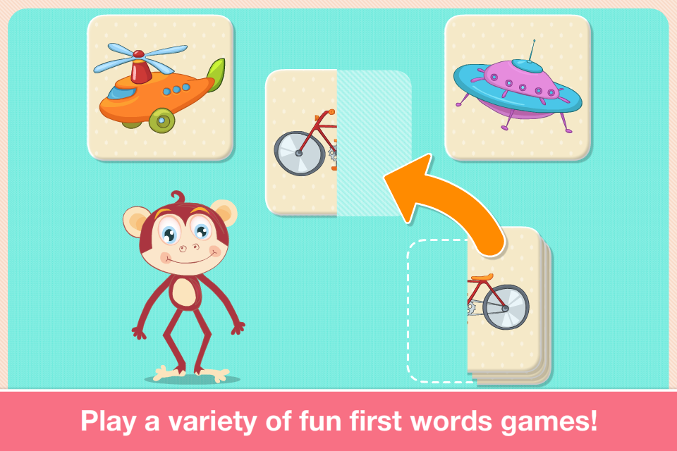 Baby First Words. Matching Educational Puzzle Games for Toddlers and Preschool Kids by Abby Monkey® Learning Clubhouse - Matching educational puzzle game for toddlers featuring Abby Monkey and illustrated vehicle cards