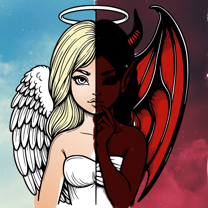 realistic angel half demon