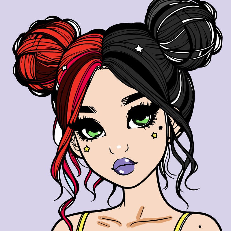 realistic girl with space buns