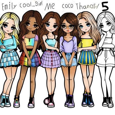 a group of girls realistic