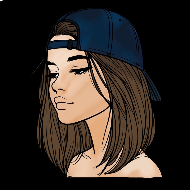 realistic  girl with a backwards hat