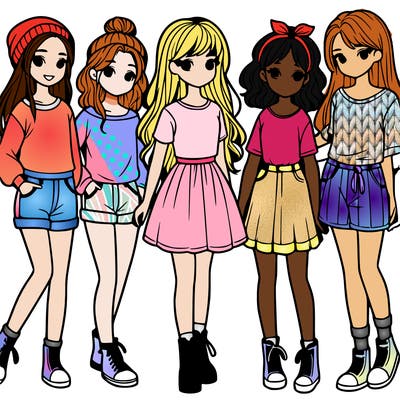 a group of five girls