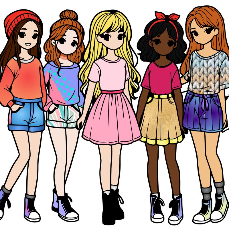 a group of five girls