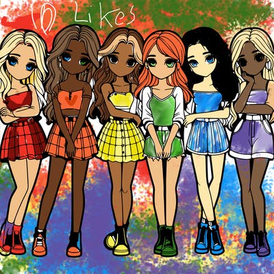 a group of girls realistic