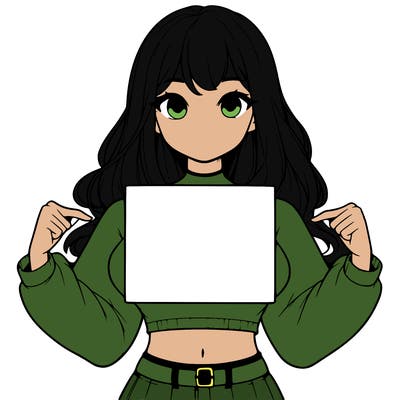 girl holding a blank sign in a long sleeve crop top