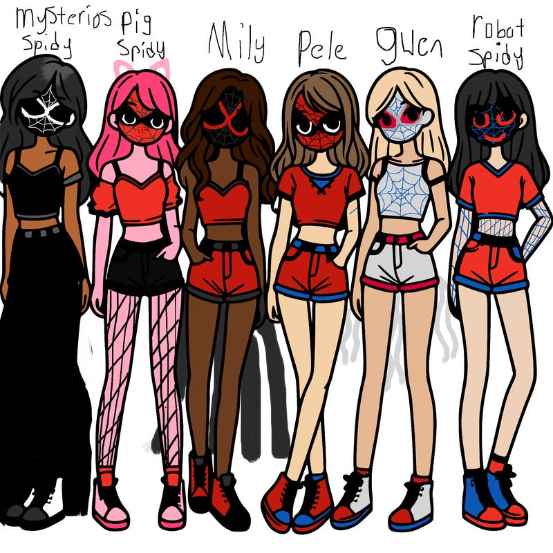 a group of girls wearing crop tops and shorts