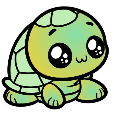 cute little animated turtle