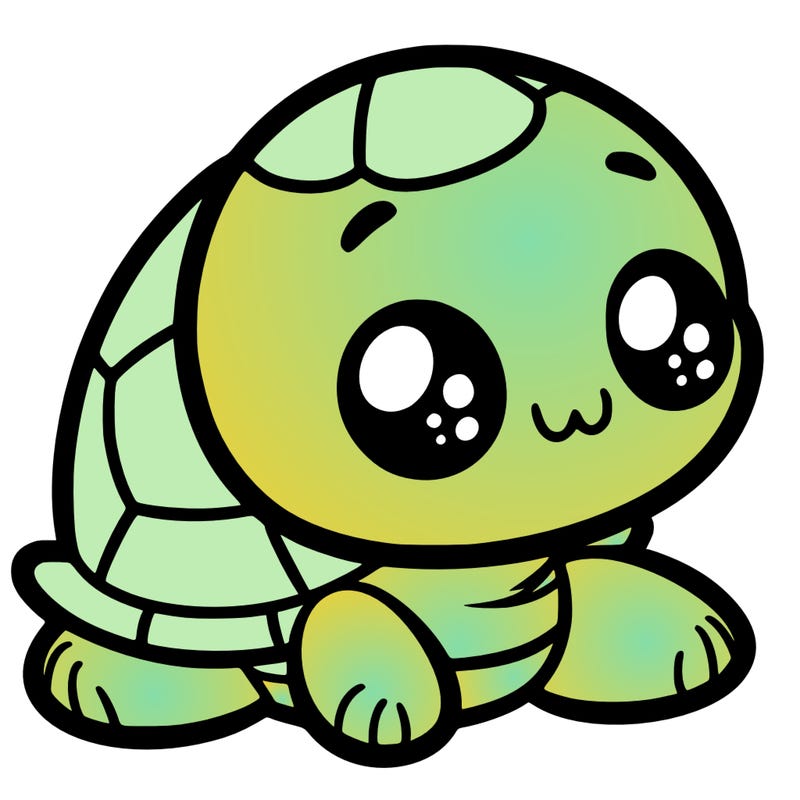 cute little animated turtle