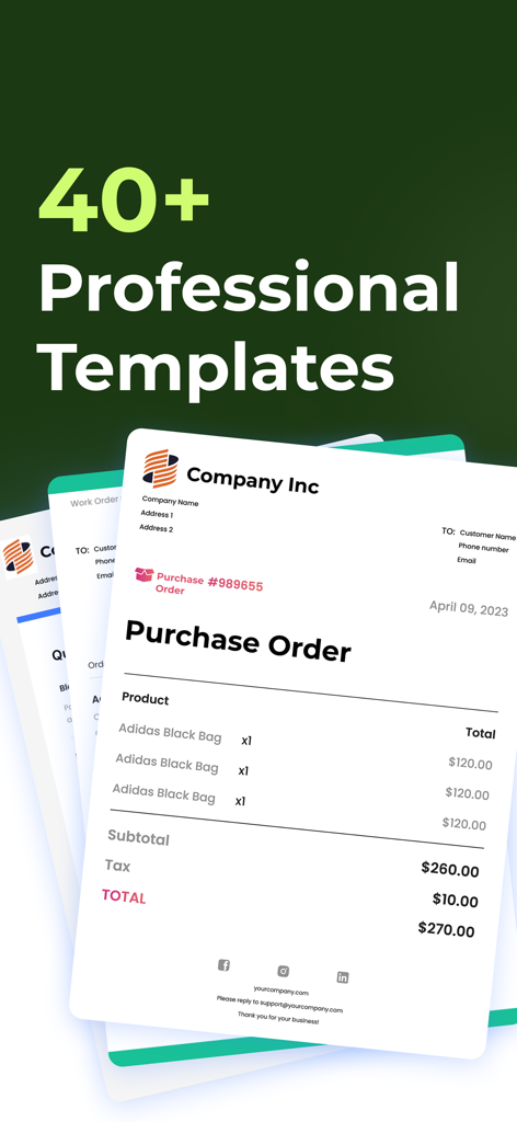 Purchase Order Maker - PO app - A collection of professional purchase order templates within the PO Maker app