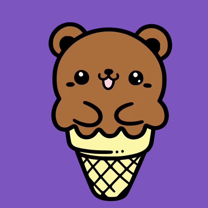 cute ice cream with a little bear head poking out